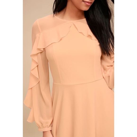 Lulus Doll-Like Ruffle Long Sleeve Skater Dress - Picture 3 of 10